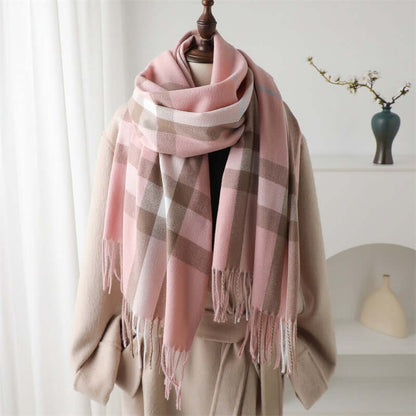 Unisex Cashmere-Like Plaid Warm Shawl Scarf