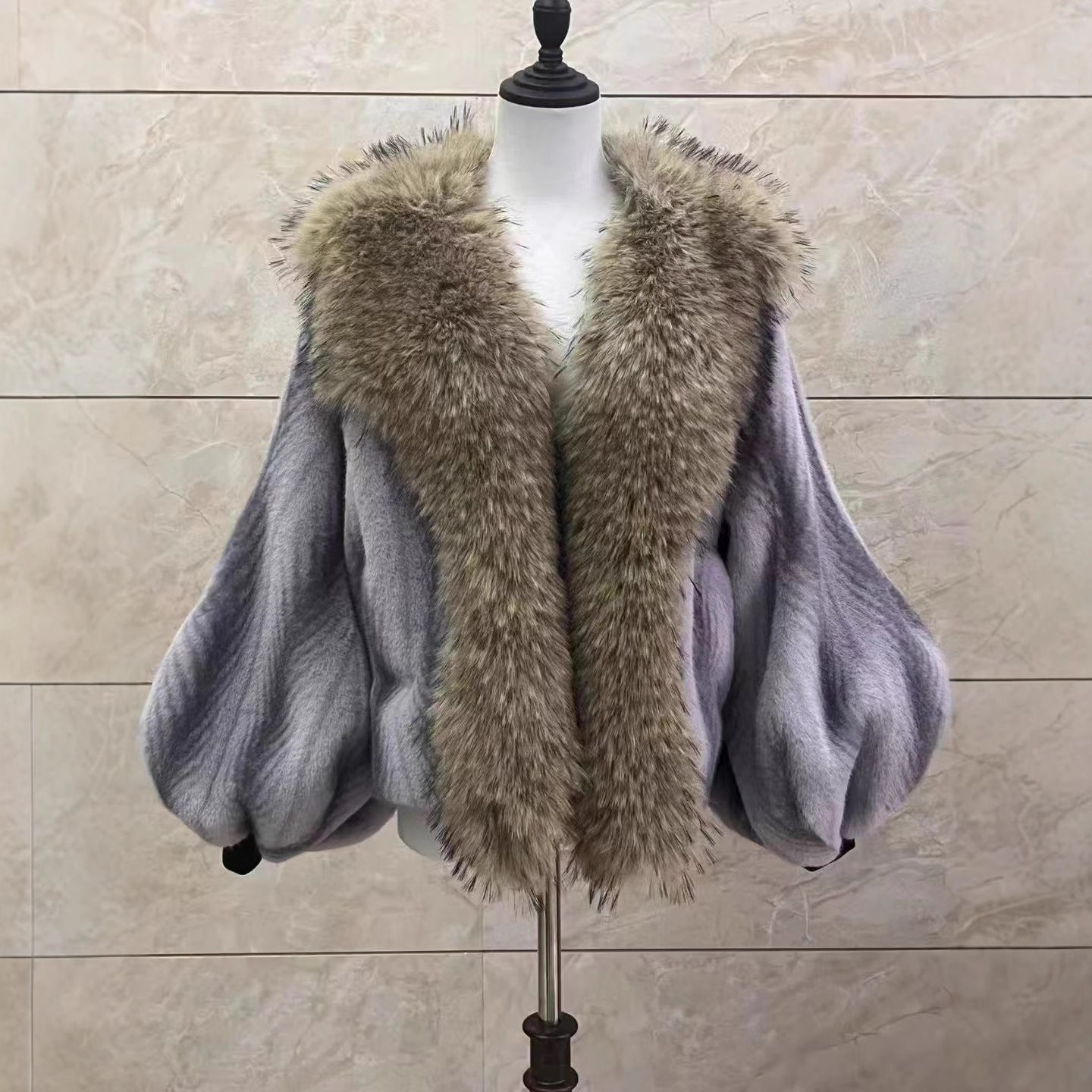 Mid-length Mink-like Wool Leopard Print Coat