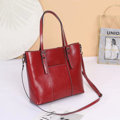 Women's Genuine Leather Tote Bag | Large Cowhide Messenger Bag Big Bag Genuine Leather Capacity Cowhid | Ectron Online
