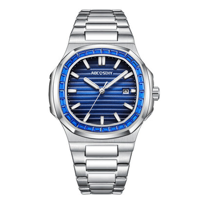 Men's Diamond Luminous Watch 2024 Men's Fashion Diamond Luminous Quar | Ectron Online