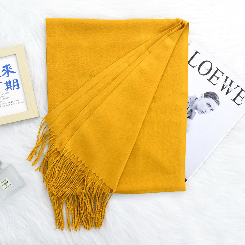 Luxurious Warm Tassel Scarf - Cashmere-Feel Meeting Accessory Annual Meeting Warm Cashmere Tassel Scar | Ectron Online