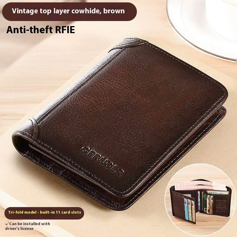 Ultra-Thin Genuine Leather Wallet Genuine Leather Anti-theft Swiping Ultra | Ectron Online