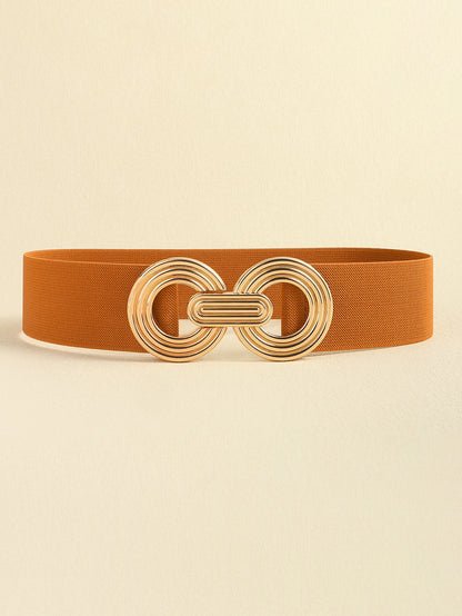 Geometric Buckle Elastic Wide Belt