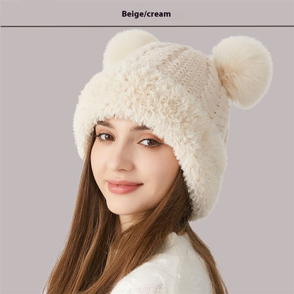 Kids' Winter Knitted Hat with Fur Ball | Warm Outdoor Children's Cap Winter Cute Fur Ball Knitted Hat Childre | Ectron Online