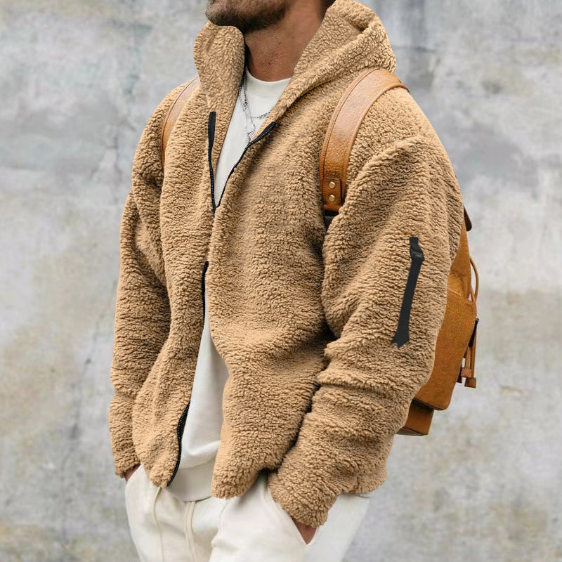 Men's Plush Hooded Fleece Jacket - Double-Sided Plush Hooded Jacket Men's Autumn And Win | Ectron Online