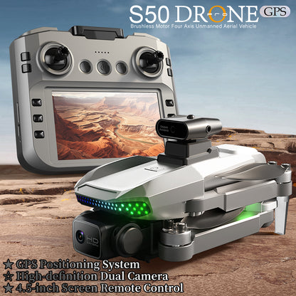 S50 PRO GPS Drone with 4.5" Screen Remote | 6K HD & Obstacle Avoidance S50 PRO GPS Drone With 2 Batteries, 4.5- | Ectron Online