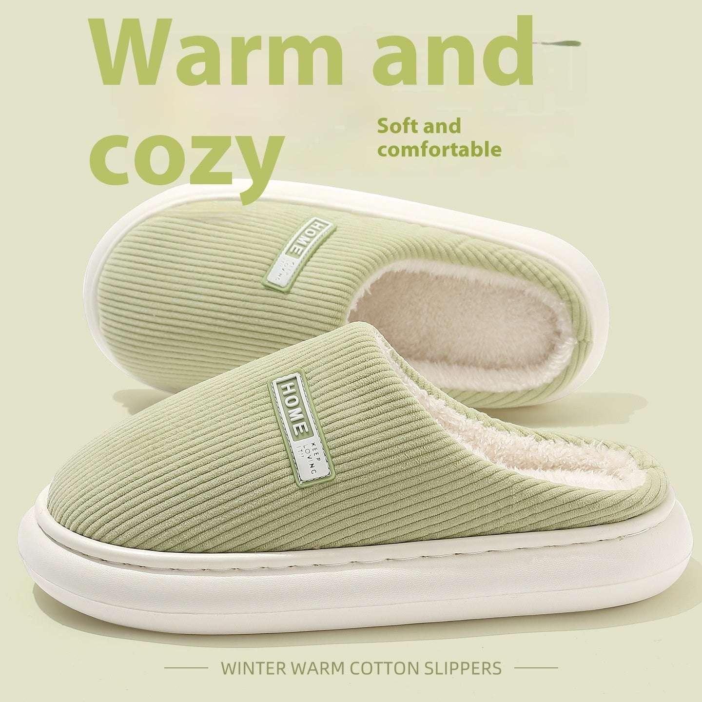 Autumn And Winter Home Indoor Plush Warm Slugged Bottom Baotou Non-slip Cotton Slippers