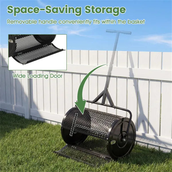 24" Lawn Topdressing Spreader | Compost & Fertilizer Mesh Roller