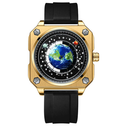 {{ brand }} Men's Creative Big Dial Watch Black Silicone All Gold Black - Men's Quartz Watch Creative Cool Big Dia