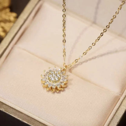 Rotatable Sunflower Necklace Full Of Diamonds