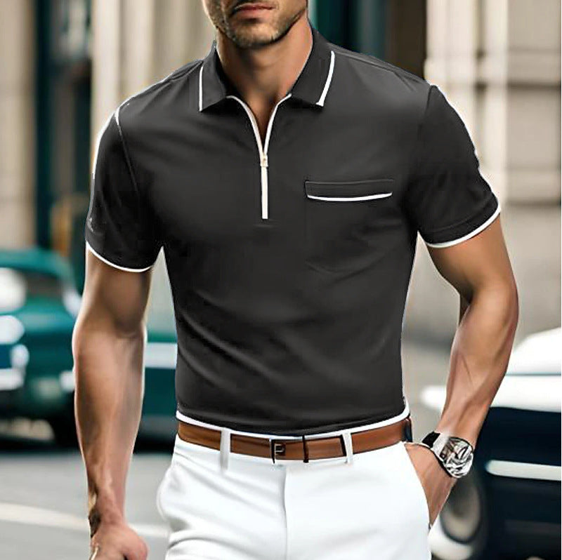 Men’s Summer Zipper Polo – Loose Fit Casual Sports Shirt Summer New Men's Zipper Loose Casual Poc | Ectron Online