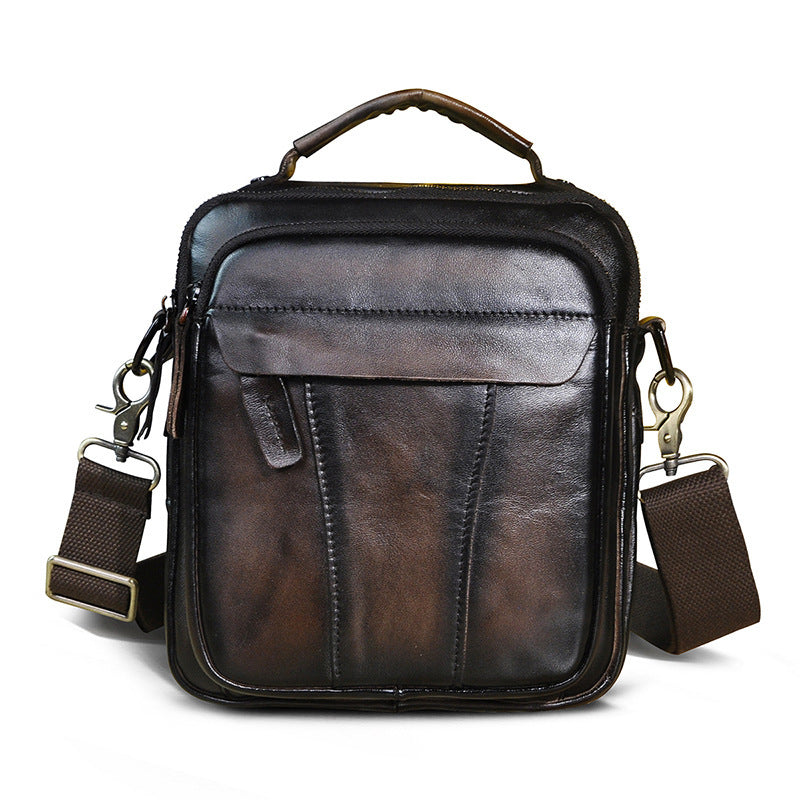 Vintage 8-Inch Crazy Horse Leather Diagonal Bag Crazy Horse Leather Retro Men's 8-inch O | Ectron Online