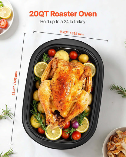20QT Electric Roaster Oven - Self-Basting Roasting Pan