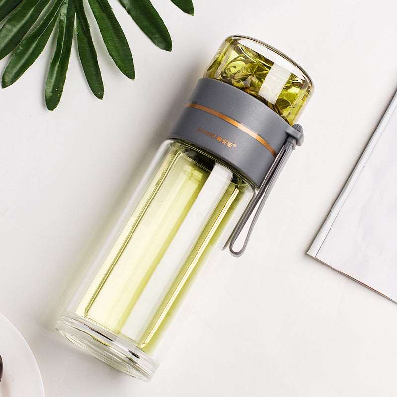 Double Wall Glass Water Bottle with Tea Infuser