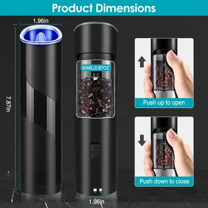 Gravity Electric Salt and Pepper Grinder Set - Automatic Battery Powered Electric Salt And Pepper Grinder Automat | Ectron Online