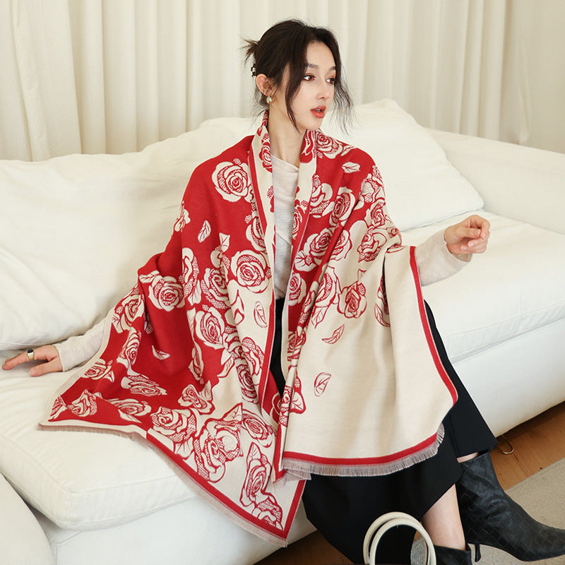 Women's Versatile Thickened Warm Cashmere Scarf Female Versatile Fashion Thickened Warm Cashmere Scarf | Ectron Online