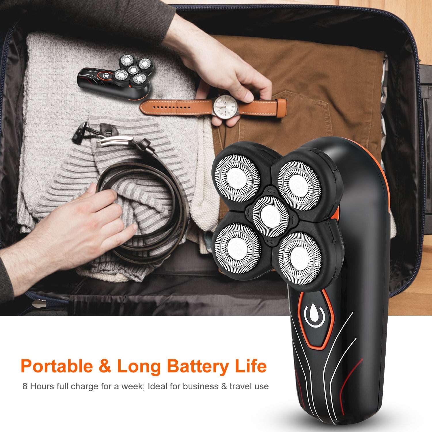 4D 5-Head Electric Shaver - IPX7 Waterproof Wet & Dry Rotary Razor 4D Electric Shavers Razor IPX7 Waterproo | Ectron Online