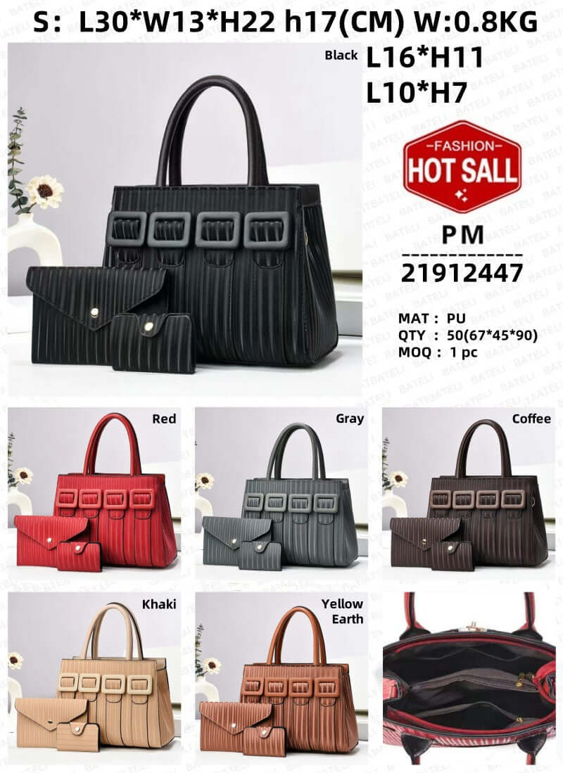 3-Piece Large Capacity Tote Set - Women's Handbag & Purse Trio Three-Piece Sets Large Capacity Tote Wom | Ectron Online