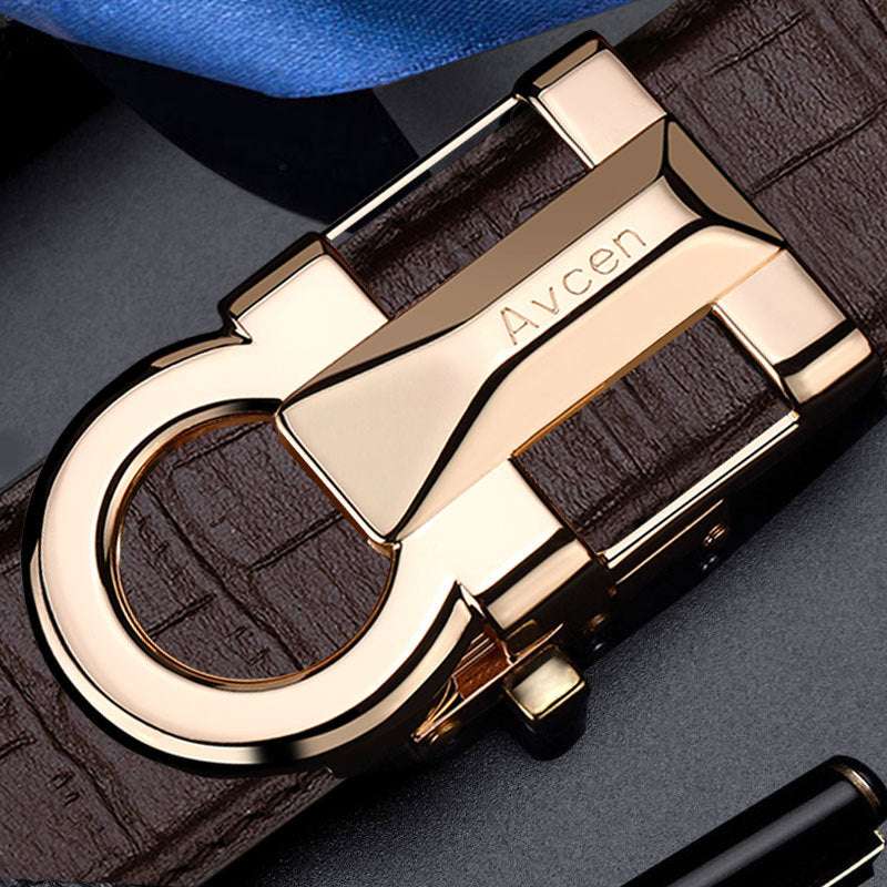 Men's Automatic Buckle Belt - High-End Cowhide & Trend Automatic Buckle High-end Trend Belt | Ectron Online