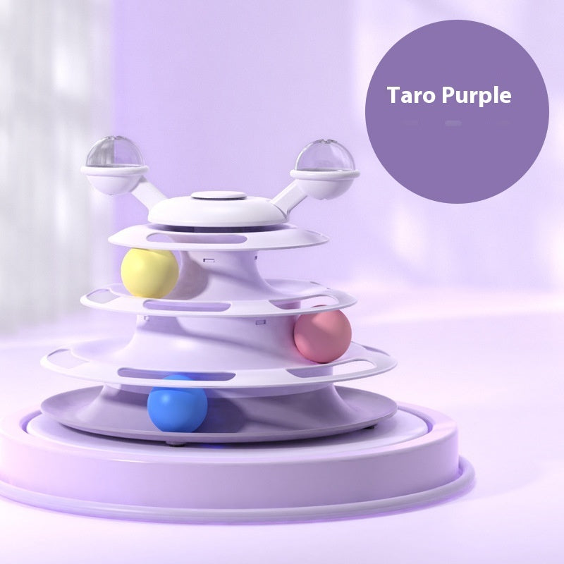 4 Levels Cat Toy Tower with Turntable & Roller Balls 4 Levels Cat Toy Tower Turntable Roller | Ectron Online