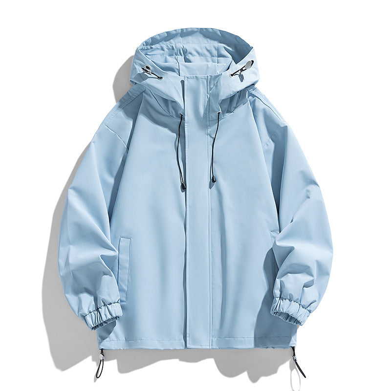 men's loose hooded shell jacket
