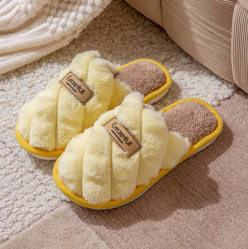 Plush Cotton Slippers – Thick Bottom, Non-Slip & Warm Comfort New Simple Thick Bottom Interior Home No | Ectron Online