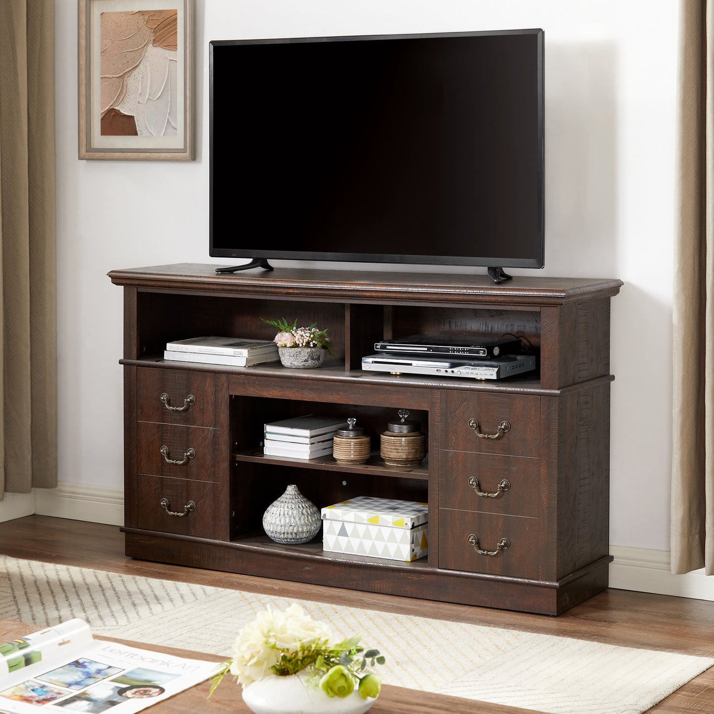 Retro Mid-Century Modern TV Stand for TVs up to 65" - Espresso