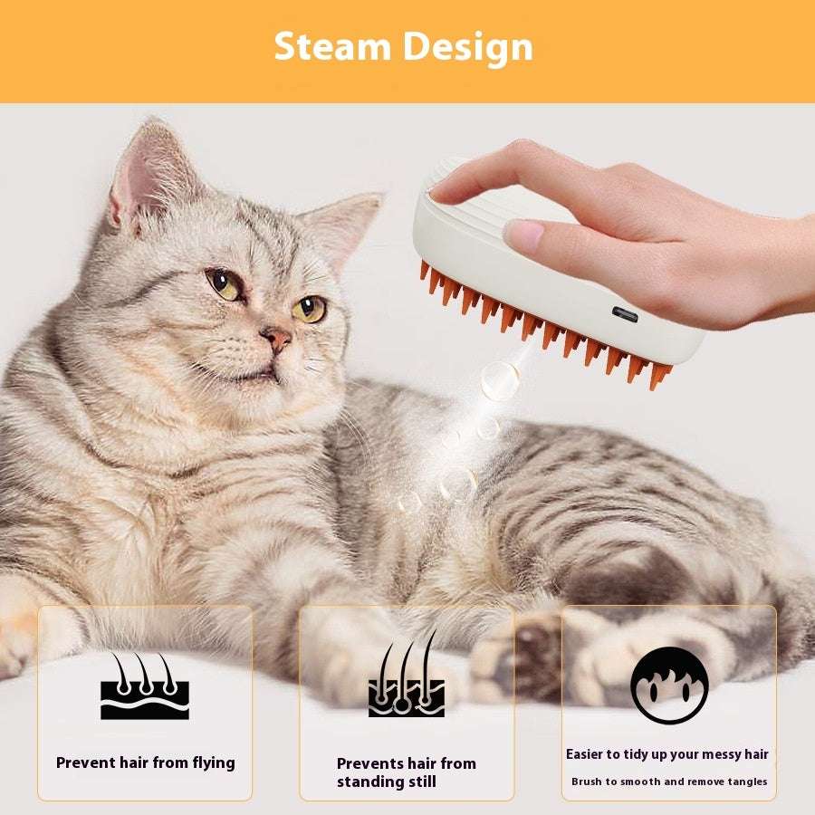 Pet Steam Brush with Massage & Spray Comb

