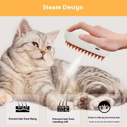 Pet Steam Brush with Massage & Spray Comb

