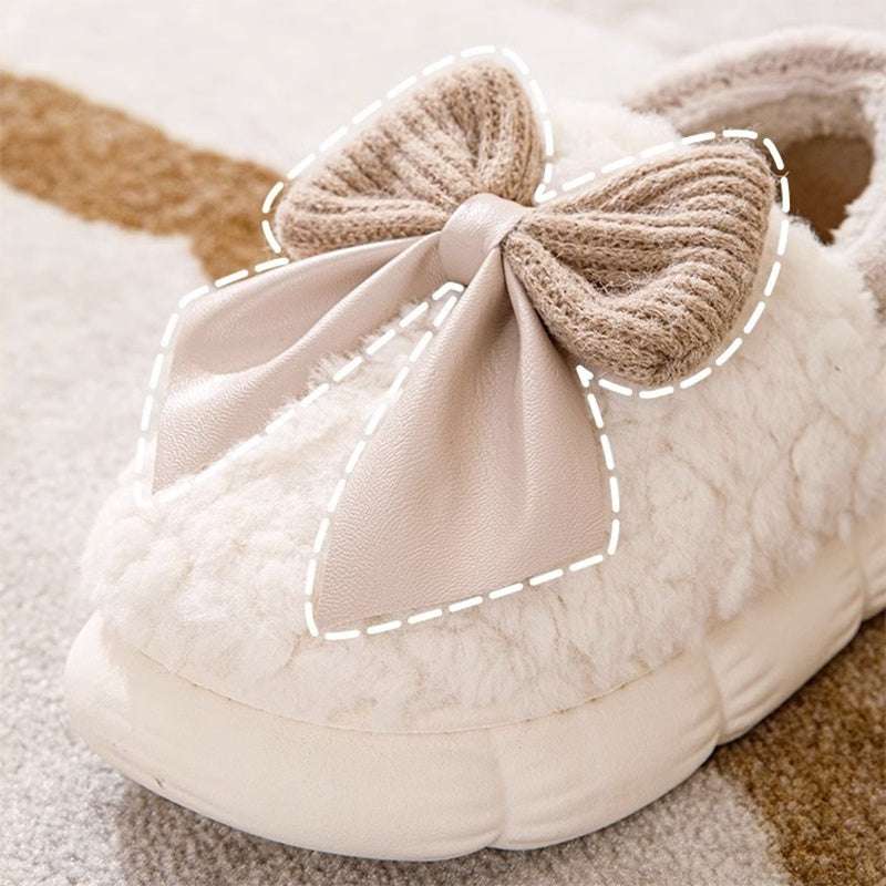 Big Bow-knot Fluffy Slippers – Winter Warm Platform Shoes Big Bow-knot Fluffy Slippers Winter Warm | Ectron Online