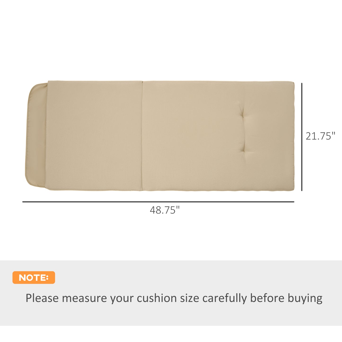 Beige Outdoor Porch Swing Cushions - Set of 2 Tufted Replacement Pads