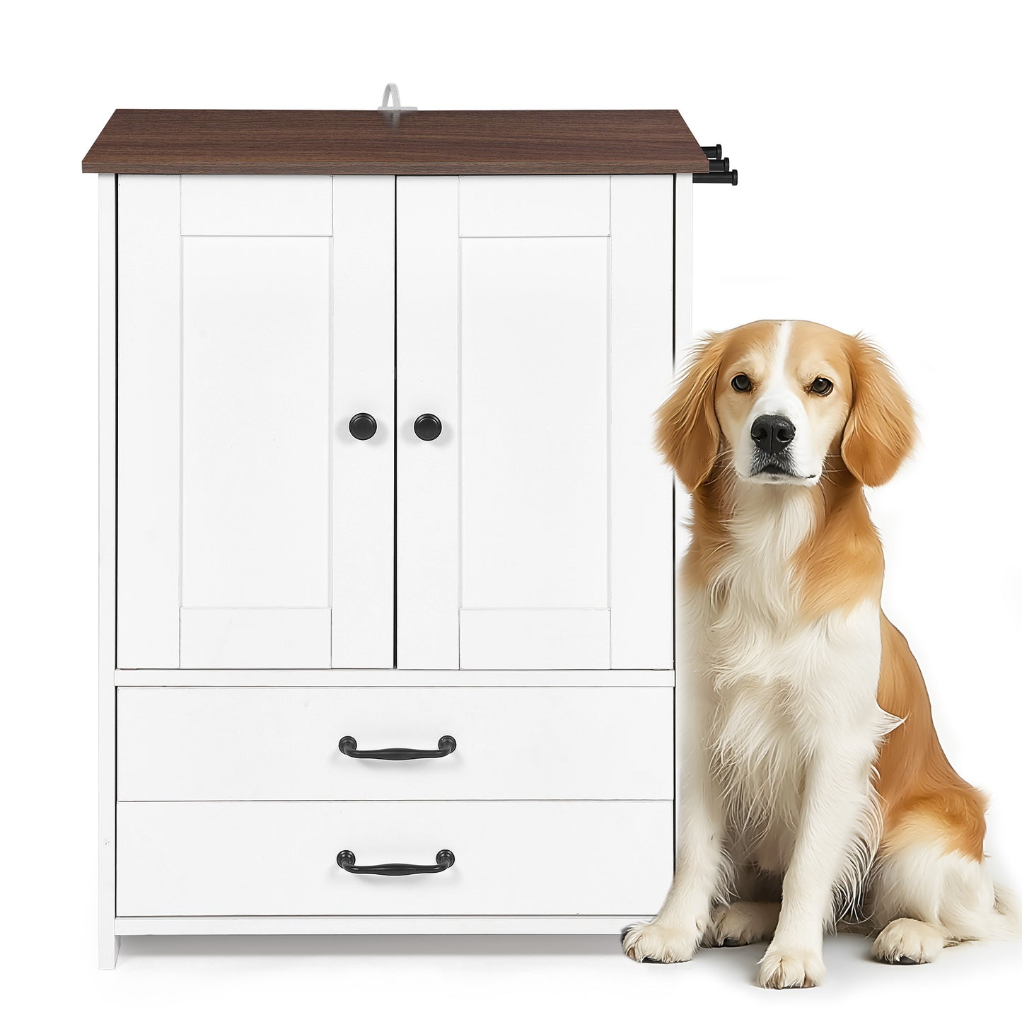 Dog Feeding Station - Double Door Locker with 2 Adjustable Bowls