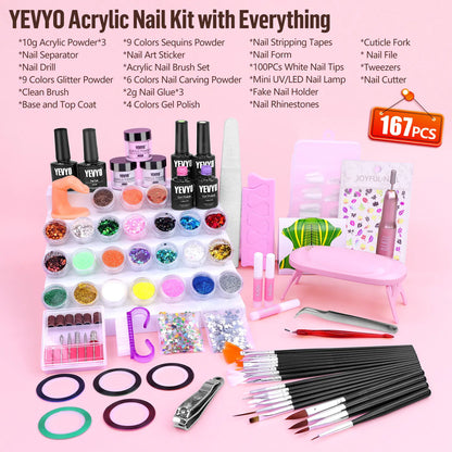 Acrylic & Gel Nail Kit with UV Light & Drill Acrylic Nail Kit With Drill, 4 Colors Ge | Ectron Online