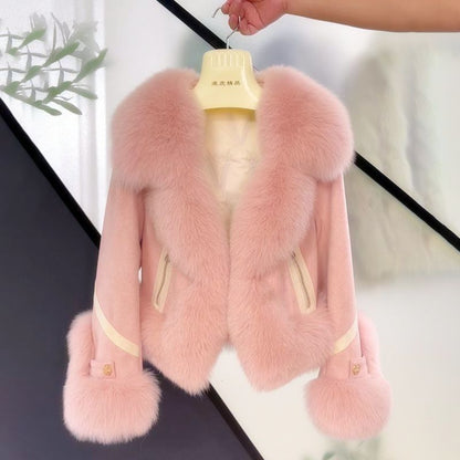 Women's Short Fashion Fur Coat | Thick Warm Autumn Winter Jacket Women's Short Autumn And Winter Cotton T | Ectron Online