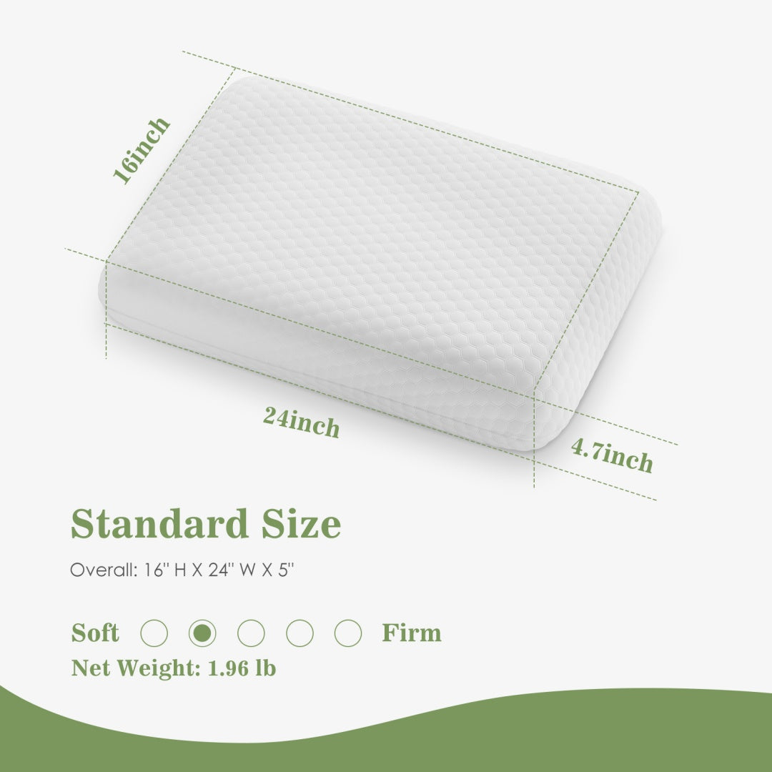 White ergonomic memory foam cervical pillow with textured surface