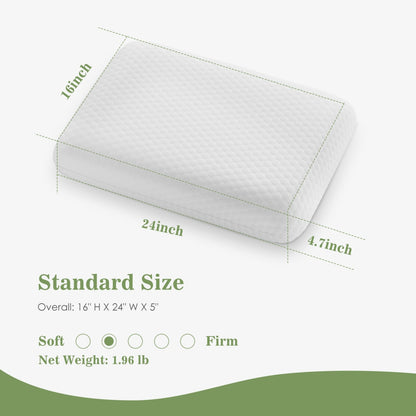 White ergonomic memory foam cervical pillow with textured surface