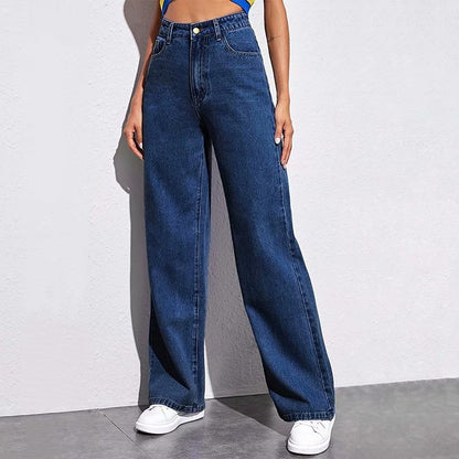 Women's Mid-Waist Washed Straight Jeans Washed Fashion Straight Jeans Women's Mi | Ectron Online