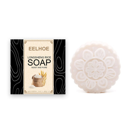 Eelhoe Longsheng Rice Soap with packaging on a white background