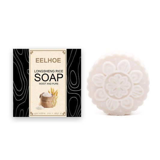 Eelhoe Longsheng Rice Soap with packaging on a white background