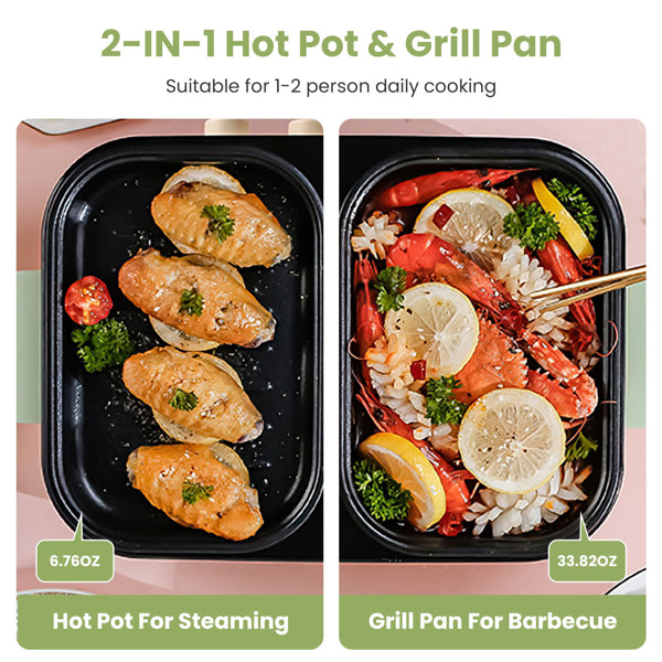 2-in-1 Electric Hot Pot & Grill Combo | Portable Dual Temperature Control