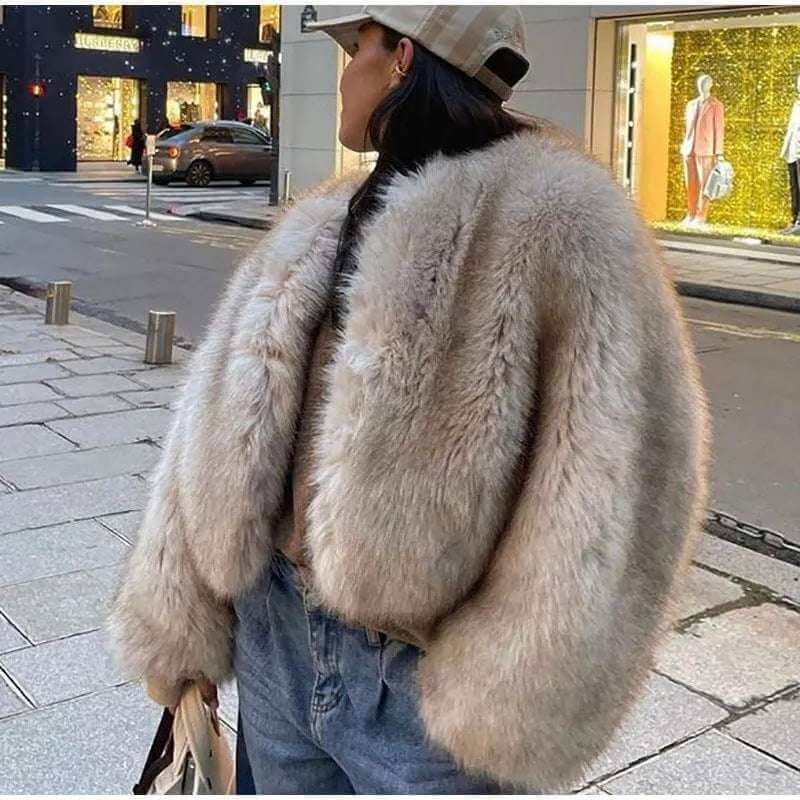 Women's Round Neck Long Sleeve Faux Fur Coat Women's Round Neck Long Sleeve Faux Fur | Ectron Online