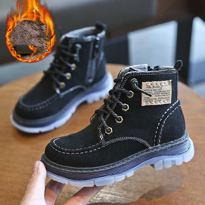 Fashionable Kids' Leather & Velvet Martin Boots Children's New Martin Boots Leather And | Ectron Online