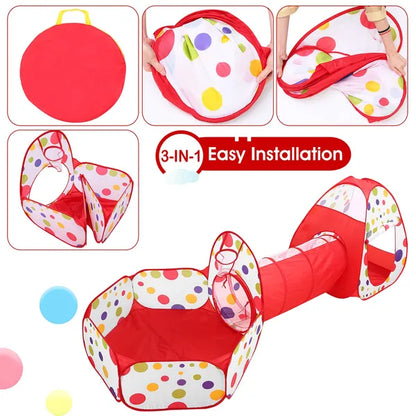 3-in-1 Kids Play Tent Set 3 In 1 Child Crawl Tunnel Tent Kids Play | Ectron Online