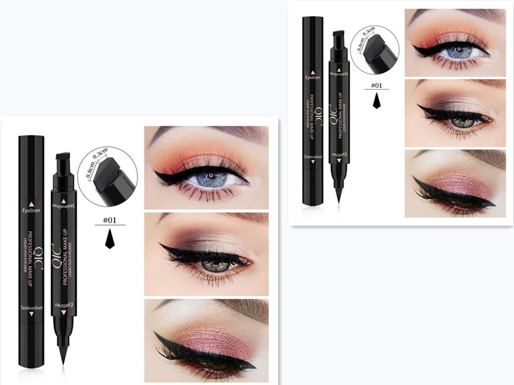 Black wing eyeliner stamp & pen showing pen tip and stamp end