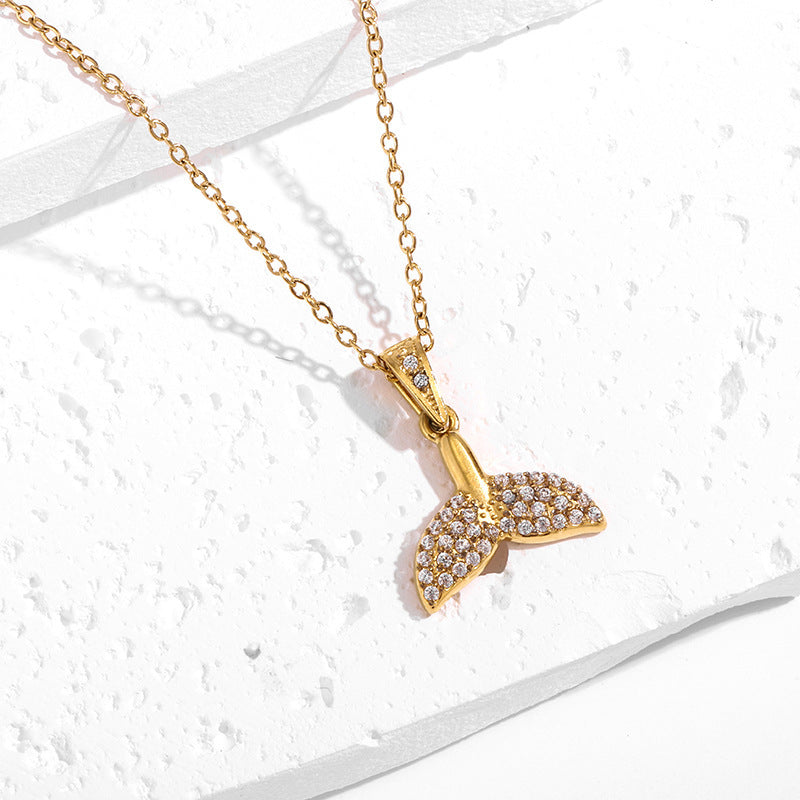 Strong Color Retention 18K Gold Ocean Series Pendant Gold Necklace