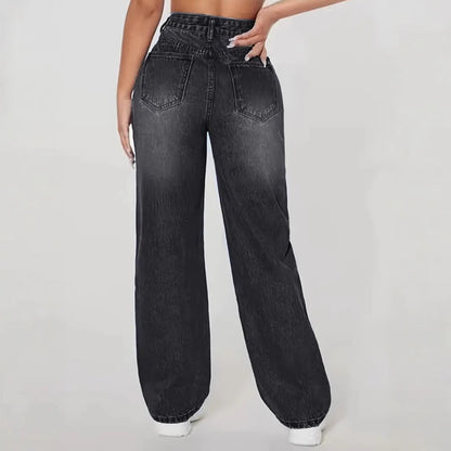 Women's European Style Distressed Jeans | Washed Hole Denim Pants European And American Ladies Washed Hole | Ectron Online
