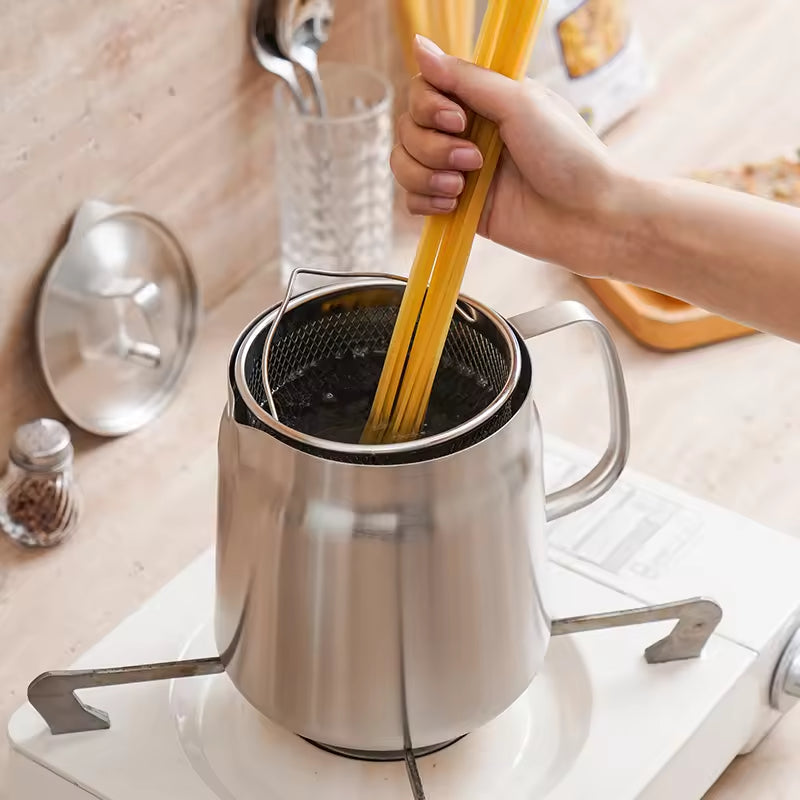 2L Stainless Steel Oil Filter Pot | Fine Mesh Strainer & Oil Storage Tank