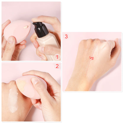 Step-by-step demonstration of applying a cosmetic product to skin with close-up shots.