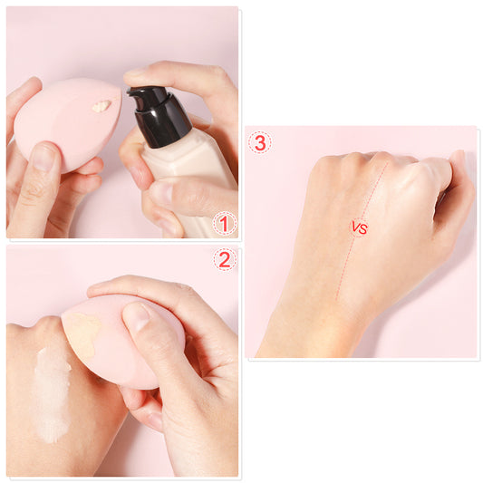 Step-by-step demonstration of applying a cosmetic product to skin with close-up shots.