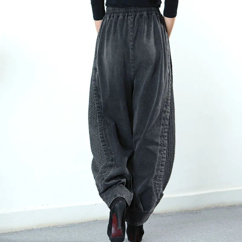 elastic waist loose jeans